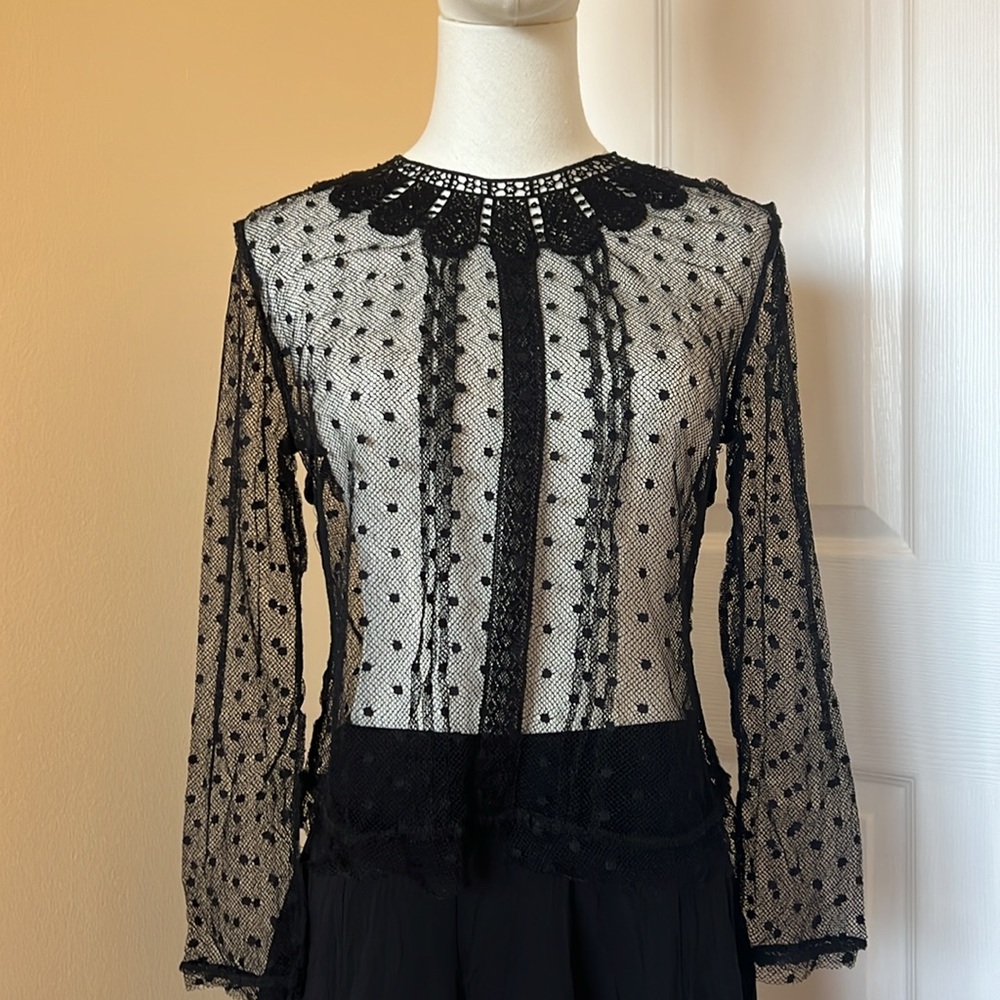 Ladies Top, Black/Transparent, Size S - Picture 2 of 5